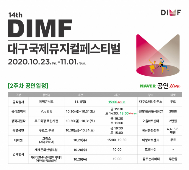 제14회 DIMF 2주차 공연일정표