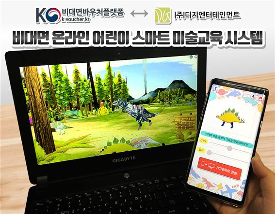 디지엔터테인먼트의 온라인 어린이 스마트 미술교육 시스템. DIP 제공
