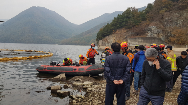 대구 달성군 가창면 가창댐에서 안전진단 중 사고가 발생해 1명이 실종됐다. 대구소방안전본부 제공.