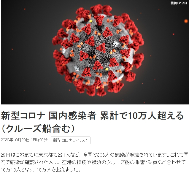 일본 NHK 방송은 29일 오후 3시 기준으로 발표된 지자체별 집계를 종합하고, 올해 2월 요코하마항 정박 중 집단감염이 발생한 유람선 