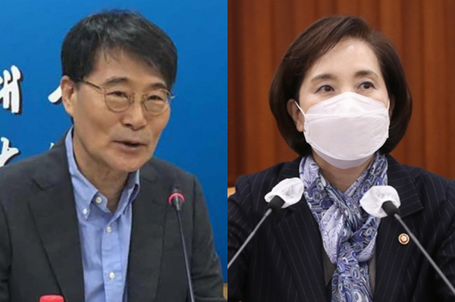 장하성 주중대사(왼쪽)와 유은혜 교육부 장관