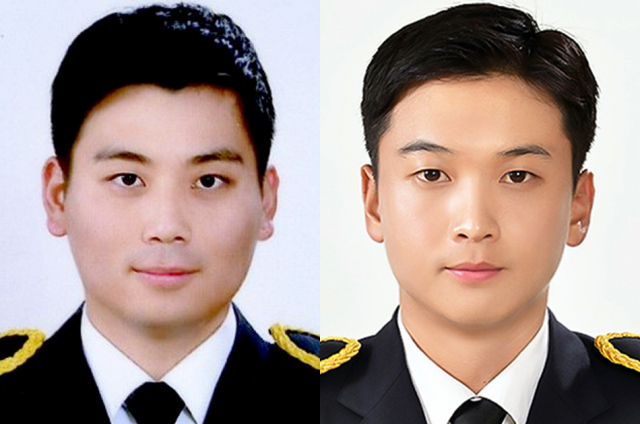 울진해양경찰서 죽변파출소 정승화 경장(왼쪽), 울진해양경찰서 죽변파출소 김민우 순경. 매일신문DB