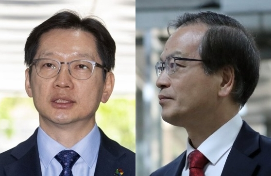 김경수 경남도지사, 허익범 특별검사. 연합뉴스