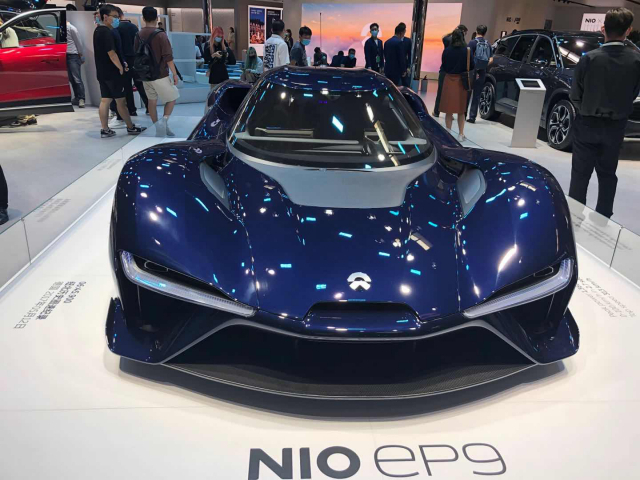 지난 9월 중국 베이징에서 개막한 베이징 모터쇼에서 중국 전기차 브랜드 니오(NIO)의 고성능 스포츠카 EP9이 전시돼 있다. 연합뉴스