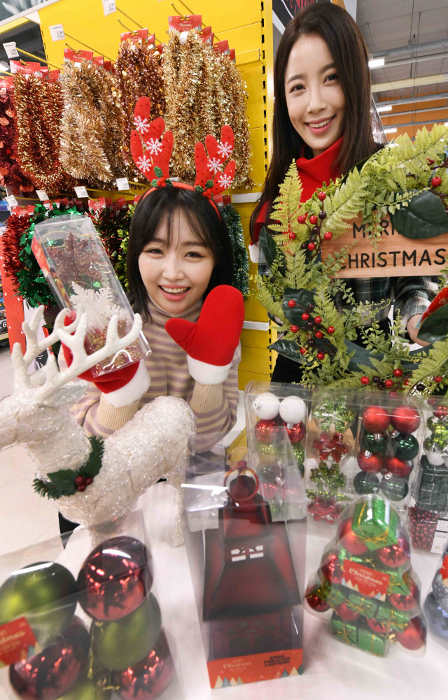 홈플러스는 내달 9일까지 전국 점포와 온라인몰에서 행사카드(신한·삼성카드 등) 결제 고객을 대상으로 크리, 장식품, 파티용품, 향초, 디퓨저 등 크리스마스 용품을 20% 할인 판매한다. 180㎝ 트리를 약 6만원에, 90㎝ 트리가 포함된 