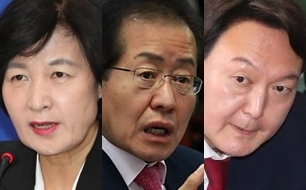 추미애 법무부 장관, 홍준표 국회의원, 윤석열 검찰총장. 연합뉴스
