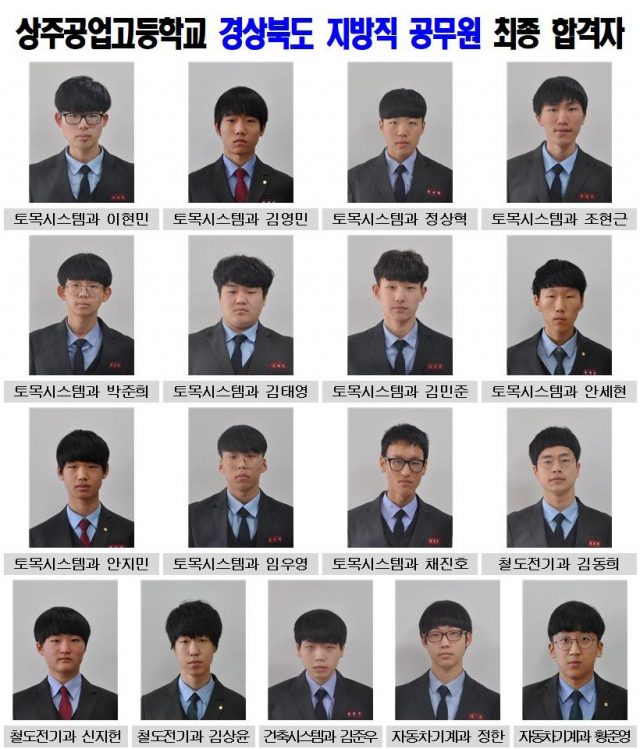 상주공고 경북도 공무원 시험 최종 합격자