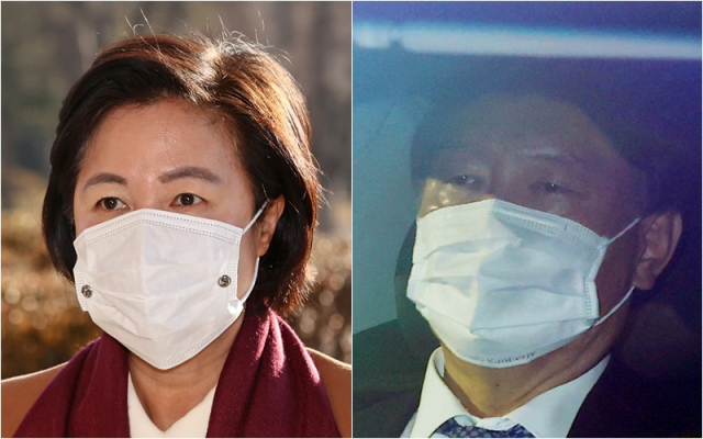 추미애 법무부 장관이 지난 4일 오전 경기도 정부과천청사 법무부로 들어서고 있다. 윤석열 검찰총장이 이날 오전 서울 서초구 대검찰청 청사로 출근하고 있다. 연합뉴스