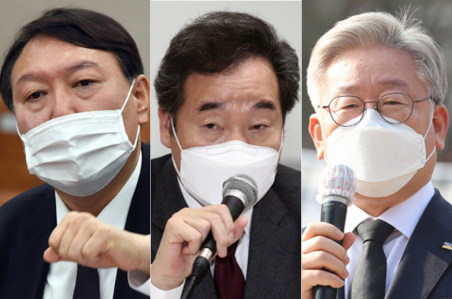 윤석열 검찰총장, 이낙연 더불어민주당 대표, 이재명 경기도지사.
