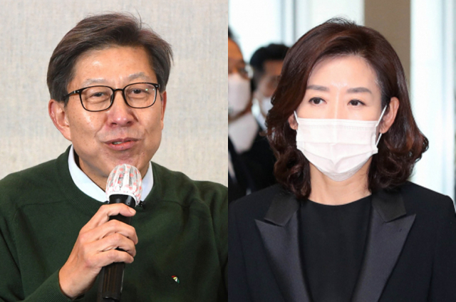 박형준 동아대 교수(왼쪽), 미래통합당(현 국민의힘) 나경원 전 의원. 연합뉴스
