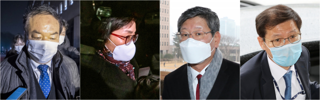 오는 15일 다시 열린 검사징계위원회에서 윤석열 검찰총장의 징계를 결정할 4인의 징계위원의 모습. 사진 왼쪽부터 징계위원장 직무대리를 맡은 정한중 한국외대 법학전문대학원 교수, 안진 전남대 로스쿨 교수, 이용구 법무부 차관, 신성식 대검찰청 반부패강력부장. 징계위원 중 한 명이었던 심재철 법무부 검찰국장은 자진 회피 신청을 해 윤 총장에 대한 징계에는 참여하지 않게 됐다. 연합뉴스