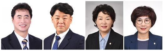 왼쪽부터 김재현 의원, 류지호 의원, 김종숙 의원, 황혜진 의원. 수성구의회 제공.