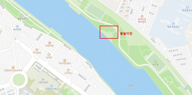 대구 동구청이 물놀이장 조성을 추진하고 있는 대구 방촌동 인근 수변공간. 네이버 지도
