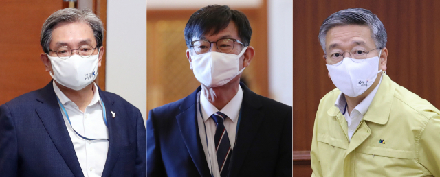 청와대 노영민 비서실장(왼쪽부터)과 김상조 정책실장, 김종호 민정수석. 연합뉴스