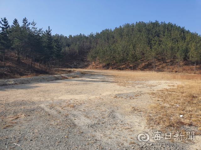 포항시 북구 장성동의 포항농협 소유지에 대규모 불법 성토가 이뤄져 논란이 되고 있다. 박승혁 기자
