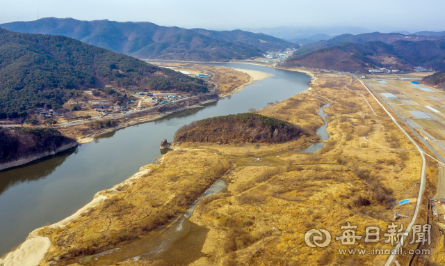 대구권 독수리 최대 월동지인 고령군 개진면 낙동강 변. 독수리 휴식처였던 강 둔치 감자밭이 4대강 사업이후 풀밭으로 변했다. 강 둔치 일부를 독수리 먹이터로 조성해 도동서원, 개경포 등과 어우러진 역사생태체험장으로 거듭나야한다는 목소리가 높다. 김태형 선임기자 thk@imaeil.com