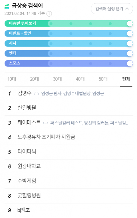 네이버 실시간 검색어