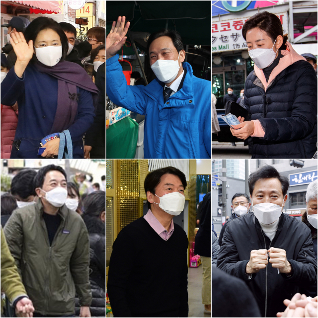서울시장 보궐선거에 출마하는 여야 후보들이 설 연휴를 하루 앞둔 10일 오전부터 바쁜 일정을 소화하고 있다. 더불어민주당 박영선 예비후보와 우상호 예비후보가 남구로 시장과 은평구 대림시장을 방문, 상인 및 시민들과 인사하고 있다. 국민의힘 나경원 예비후보와 오세훈 예비후보도 각각 남대문시장을 방문, 물건을 구매하거나 시민들과 인사하는 등 표심잡기에 나섰다. 이밖에 오는 15일 토론을 앞둔 국민의힘 안철수 대표는 마포구 한 키즈카페에서 직장인 엄마들과 대화를, 무소속 금태섭 예비후보는 이른 오전부터 고속터미널 경부선 꽃시장을 방문하고 있다. 연합뉴스