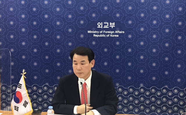 정은보 한미 방위비분담협상대사가 5일 화상으로 진행된 제11차 한미 방위비분담특별협정(SMA) 체결을 위한 8차 회의에 참여하고 있다. [외교부 제공. 재판매 및 DB 금지] 연합뉴스