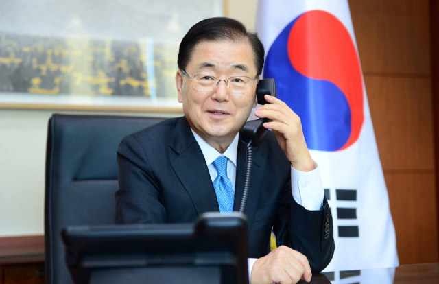 정의용 외교부 장관이 12일 토니 블링컨 미국 국무부 장관과 전화통화를 하고 있다. 연합뉴스