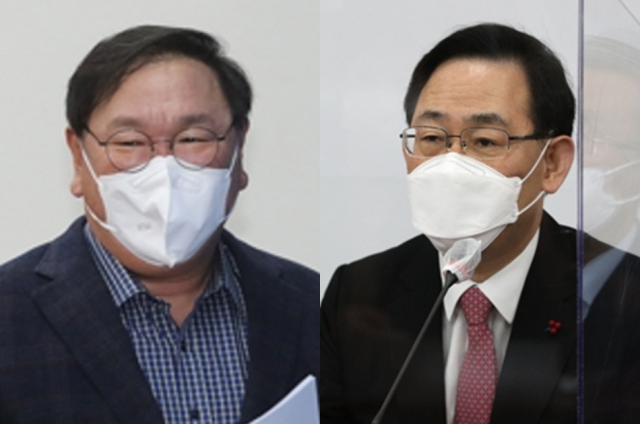 김태년 더불어민주당 원내대표, 주호영 국민의힘 원내대표. 연합뉴스