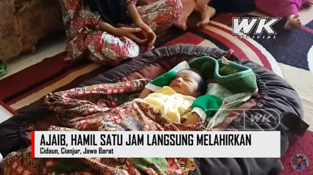 인도네시아 한 여성은 성관계 없이 아이를 임신했다고 밝혔다. 사진은 10일 태어난 아기의 모습. 인도네시아 유튜브 채널 Wa Kucir Official 갈무리