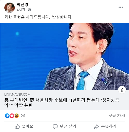 박진영 더불어민주당 부대변인 페이스북 캡처