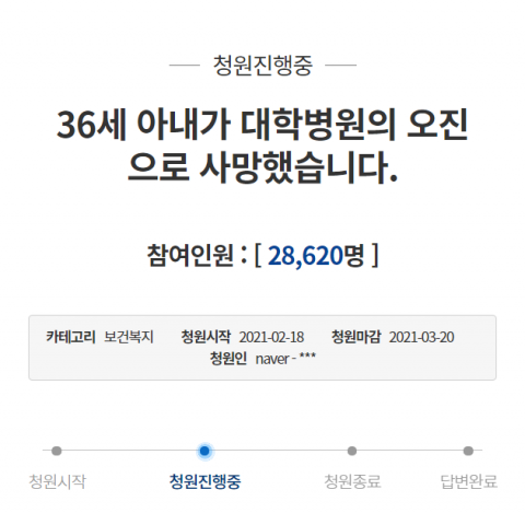 청와대 국민청원 게시판 캡처