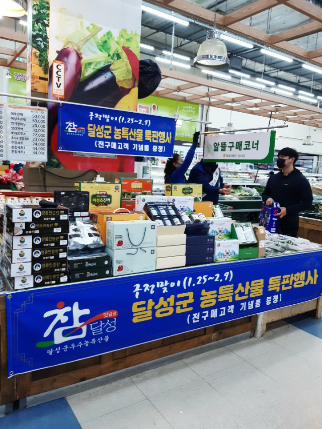 대구 달성군이 설날을 맞아 농협, 롯데백화점과 G마켓 등 온라인 쇼핑몰을 통해 농특산물 판매전을 가졌다. 달성군 제공