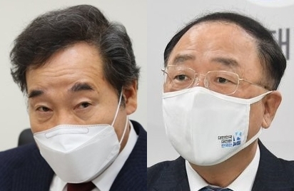 이낙연 더불어민주당 대표, 홍남기 부총리 겸 기획재정부 장관. 연합뉴스