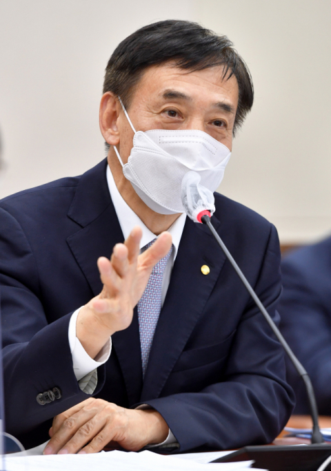 이주열 한국은행 총재가 23일 국회에서 열린 기획재정위원회 전체회의에서 질의에 답변하고 있다. 연합뉴스