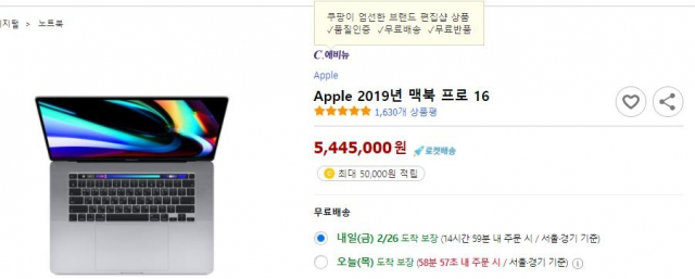 쿠팡에서 판매 중인 애플 맥북. 쿠팡 제공