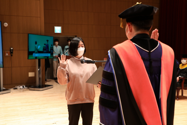금오공대 2021학년도 입학식이 열리고 있다. 금오공대 제공