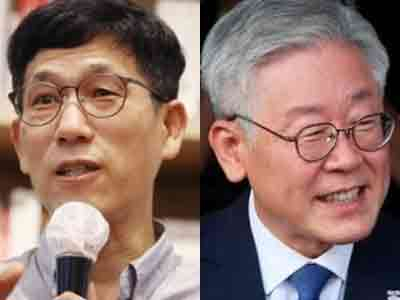 진중권 전 동양대 교수(왼쪽) , 이재명 경기도지사. 연합뉴스