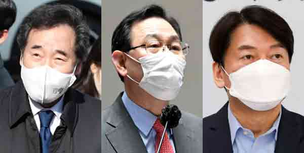 (왼쪽부터) 이낙연 더불어민주당 대표, 주호영 국민의힘 원내대표, 안철수 국민의당 대표. 연합뉴스