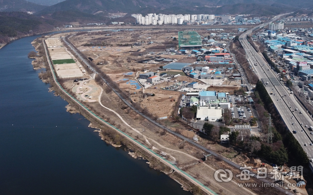 대구시와 대구도시공사가 분양하는 금호워터폴리스 일대 항공사진. 매일신문DB