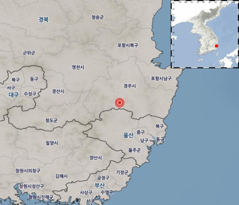 16일 오전 2시 51분쯤 경북 경주시 남남서쪽 11km 지역에서 규모 2.6의 지진이 발생했다. 기상청 제공