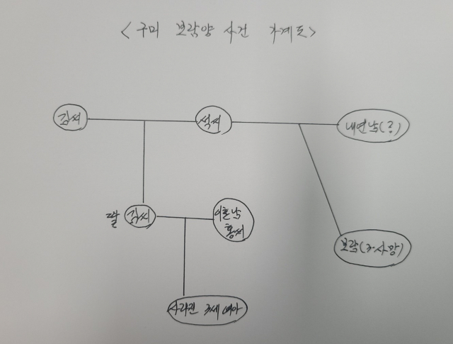 경북 구미 한 빌라에서 숨진채 발견된 보람양의 가계도.