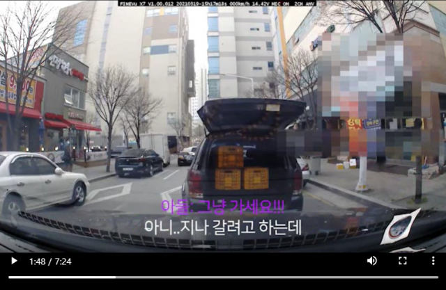 블랙박스 영상 캡처. 온라인 커뮤니티