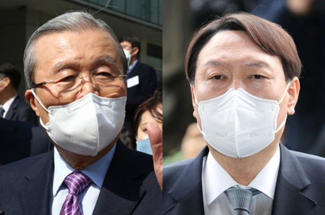 국민의힘 김종인 비상대책위원장, 윤석열 전 검찰총장. 연합뉴스