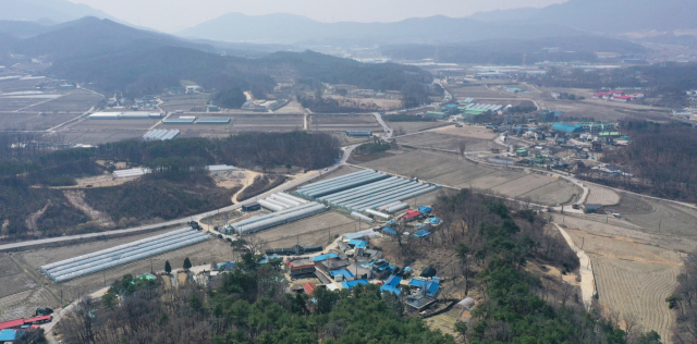 23일 오후 반도체클러스터 산업단지가 들어설 경기도 용인시 처인구 원삼면 일대 모습. 연합뉴스