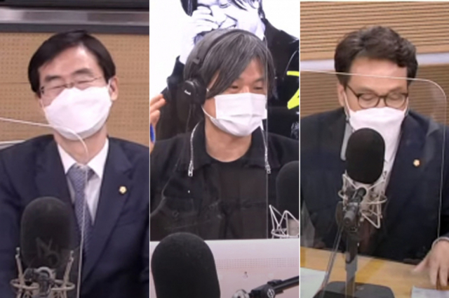 주진우 라이브에 출연한 조경태 국민의힘 국회의원과 안민석 더불어민주당 국회의원. KBS 1라디오 주진우 라이브 유튜브