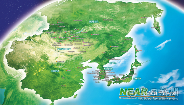 동북아시아지역자치단체연합(NEAR) 가입 지자체들을 나타낸 지도. NEAR 제공