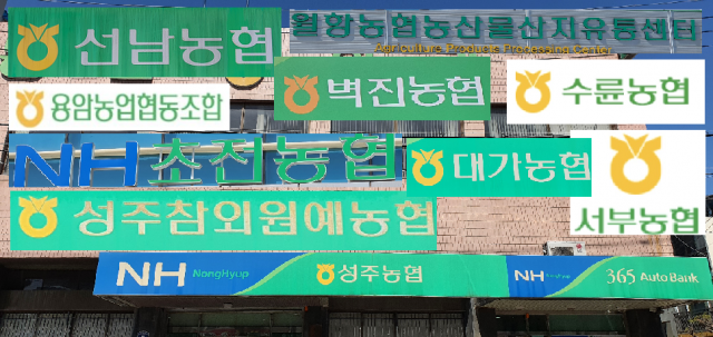 성주군 지역농협 합병 바람이 불고 있다. 성주군 각 농협 로고. 독자 우예은 씨 제공