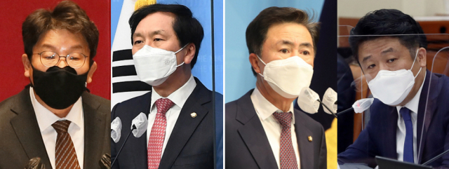 (왼쪽부터) 권성동, 김기현, 김태흠, 유의동 의원. 연합뉴스