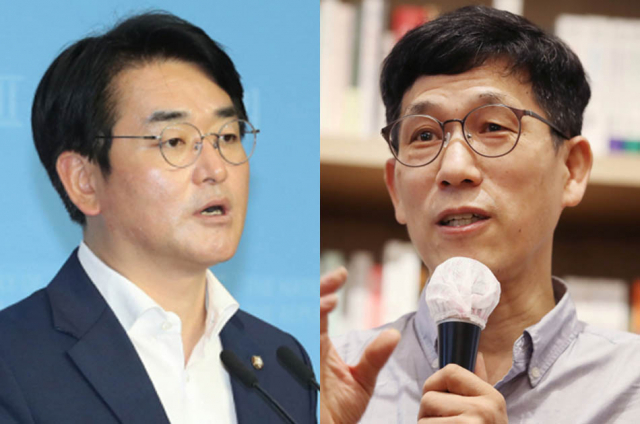 박용진 더불어민주당 의원(왼쪽), 진중권 전 동양대 교수. 연합뉴스