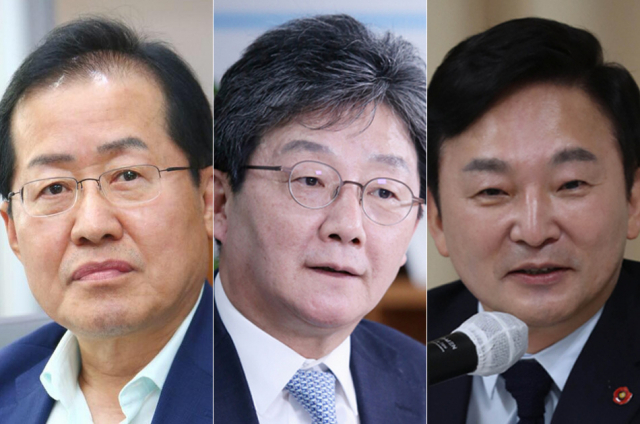 무소속 홍준표 의원, 국민의힘 유승민 전 의원, 원희룡 제주지사. 연합뉴스
