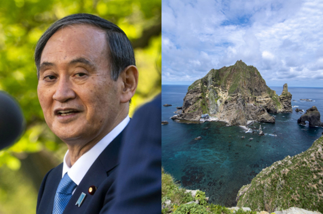 스가 요시히데 일본 총리, 독도 전경. 연합뉴스