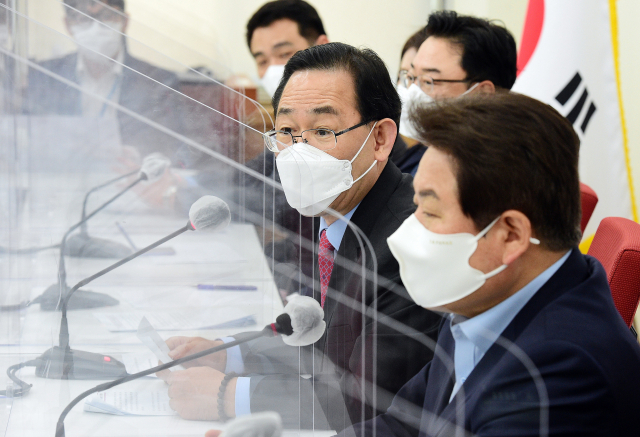 국민의힘 주호영 당 대표 권한대행 겸 원내대표가 28일 서울 여의도 국회에서 마무리 기자간담회를 하고 있다. 연합뉴스