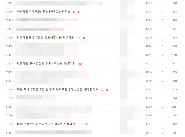 28일 인터넷 포털 사이트의 대구지역 부동산 카페 게시판에 올라온 모델하우스 양도를 부탁하는 글들.